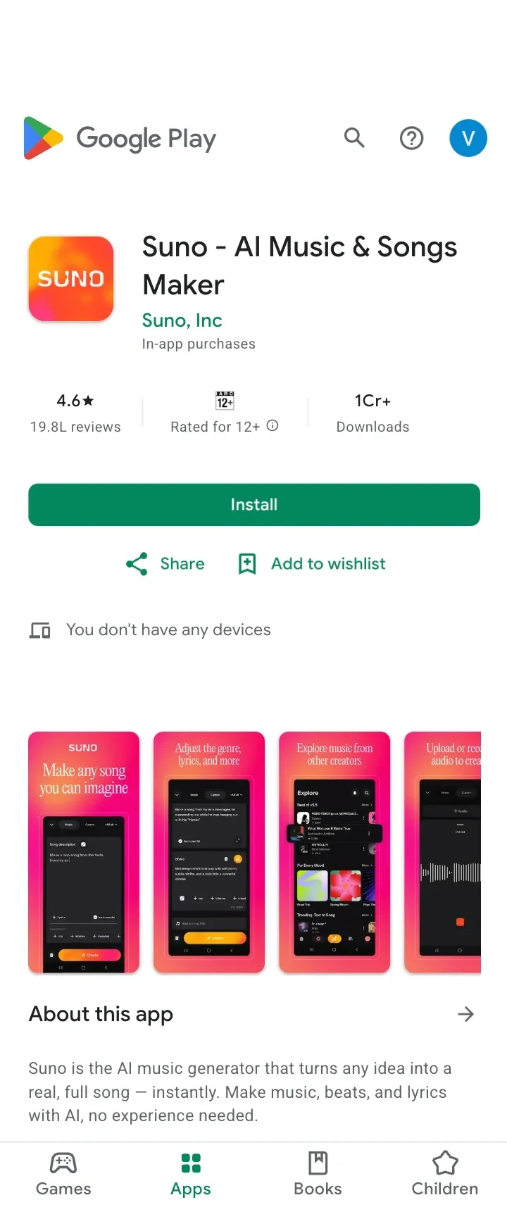 Suno on Google Play